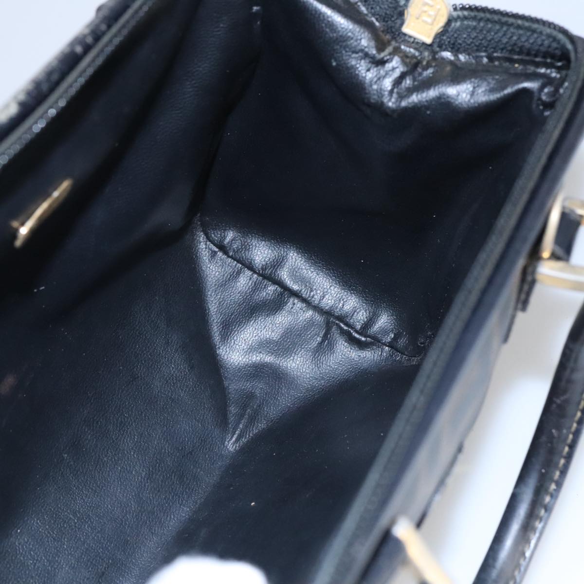 FENDI Zucca Canvas Hand Bag Brown Black 98983