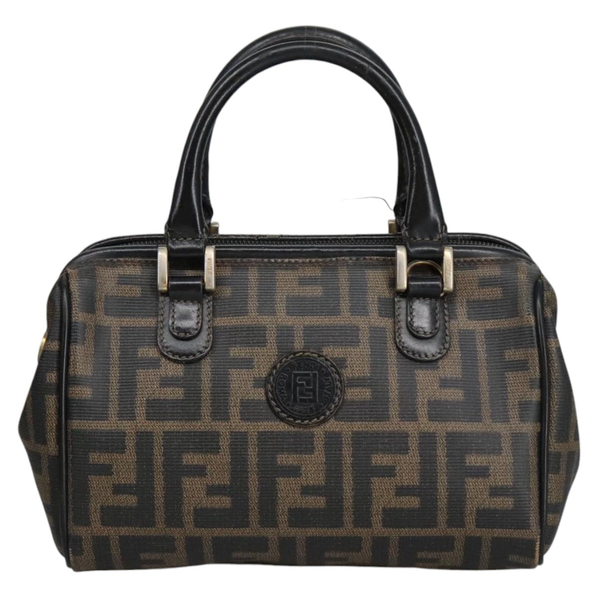 FENDI Zucca Canvas Hand Bag Brown Black 98983