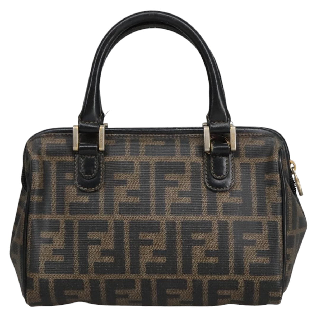 FENDI Zucca Canvas Hand Bag Brown Black 98983