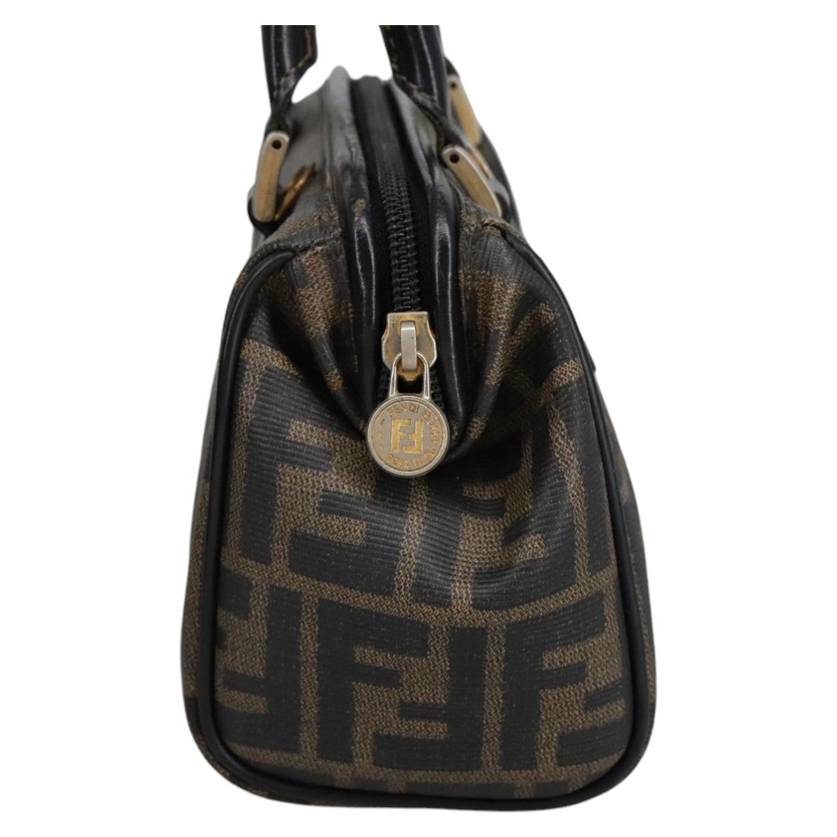 FENDI Zucca Canvas Hand Bag Brown Black 98983