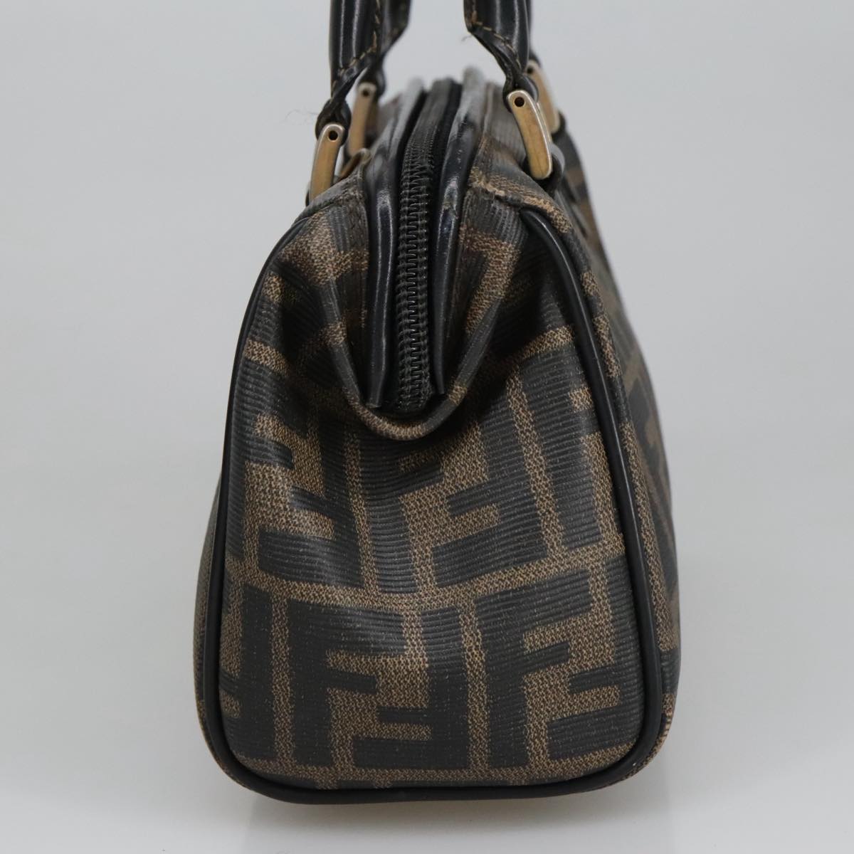FENDI Zucca Canvas Hand Bag Brown Black 98983