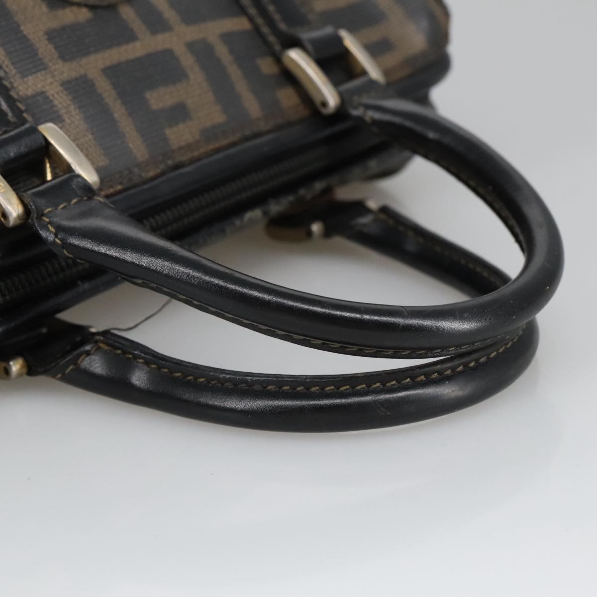 FENDI Zucca Canvas Hand Bag Brown Black 98983