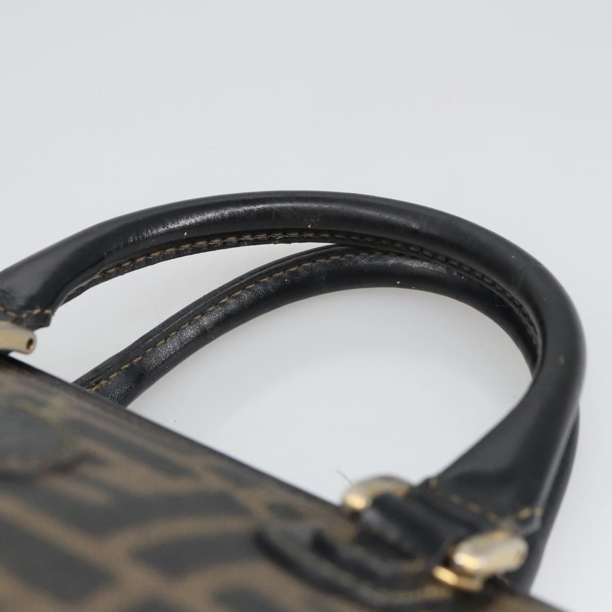 FENDI Zucca Canvas Hand Bag Brown Black 98983
