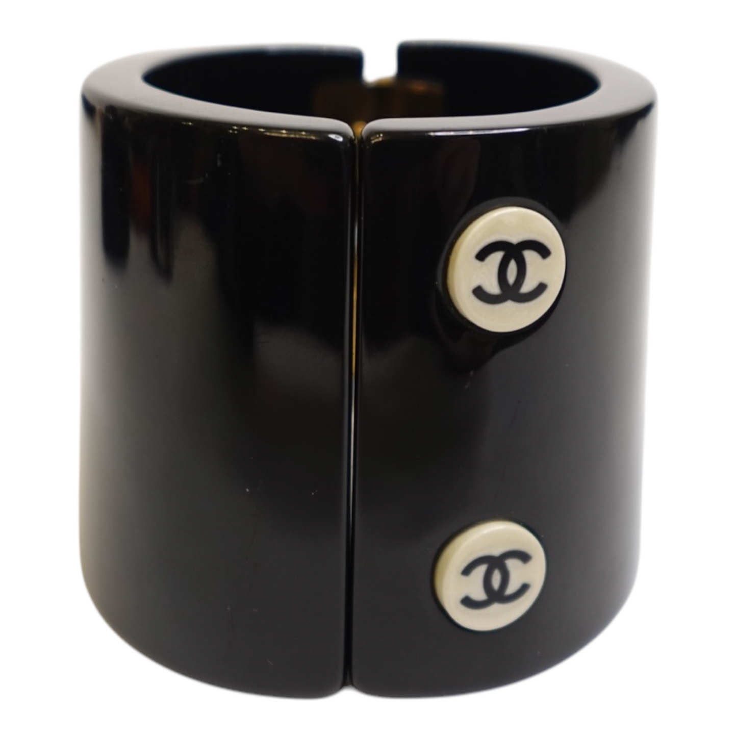Chanel Black Resin CC Cuff Bracelet