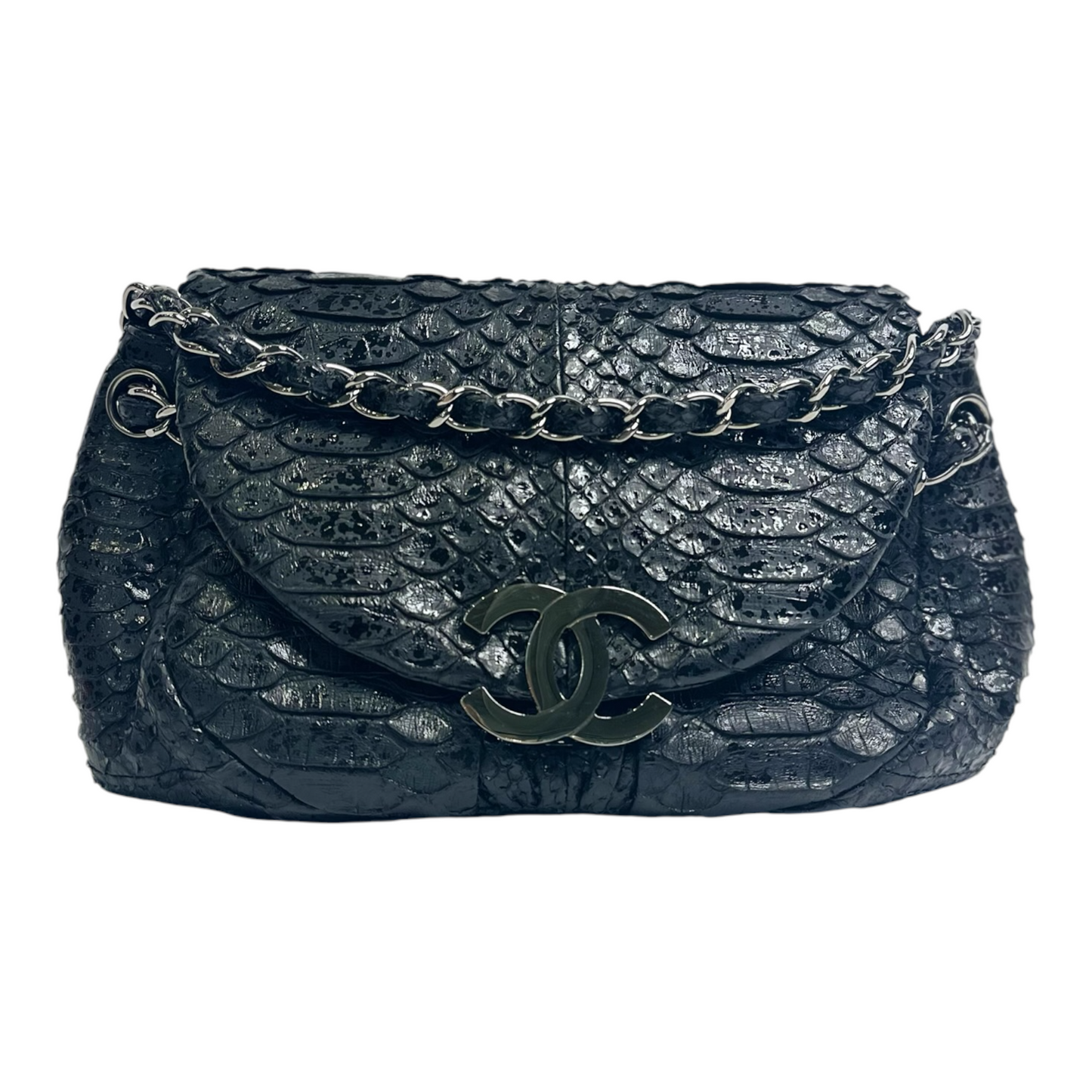 Chanel CC Accordion Flap Bag Python Medium