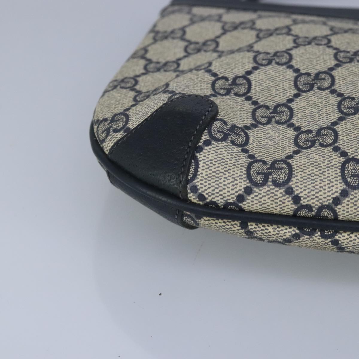 GUCCI GG Supreme Sherry Line Shoulder Bag PVC Navy Gold 99028