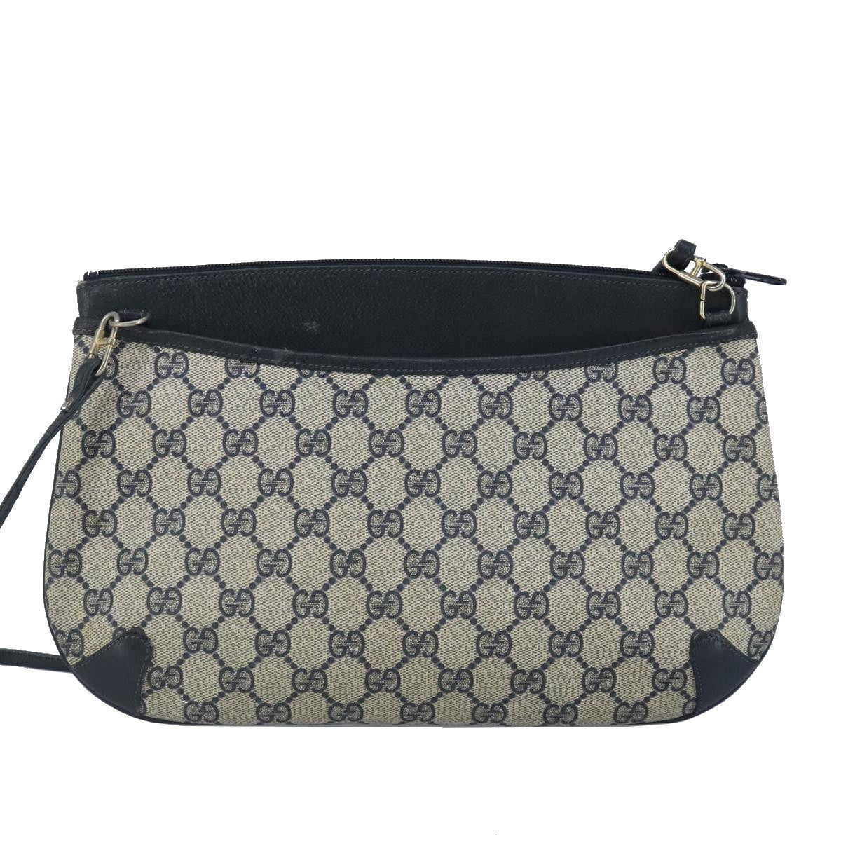 GUCCI GG Supreme Sherry Line Shoulder Bag PVC Navy Gold 99028