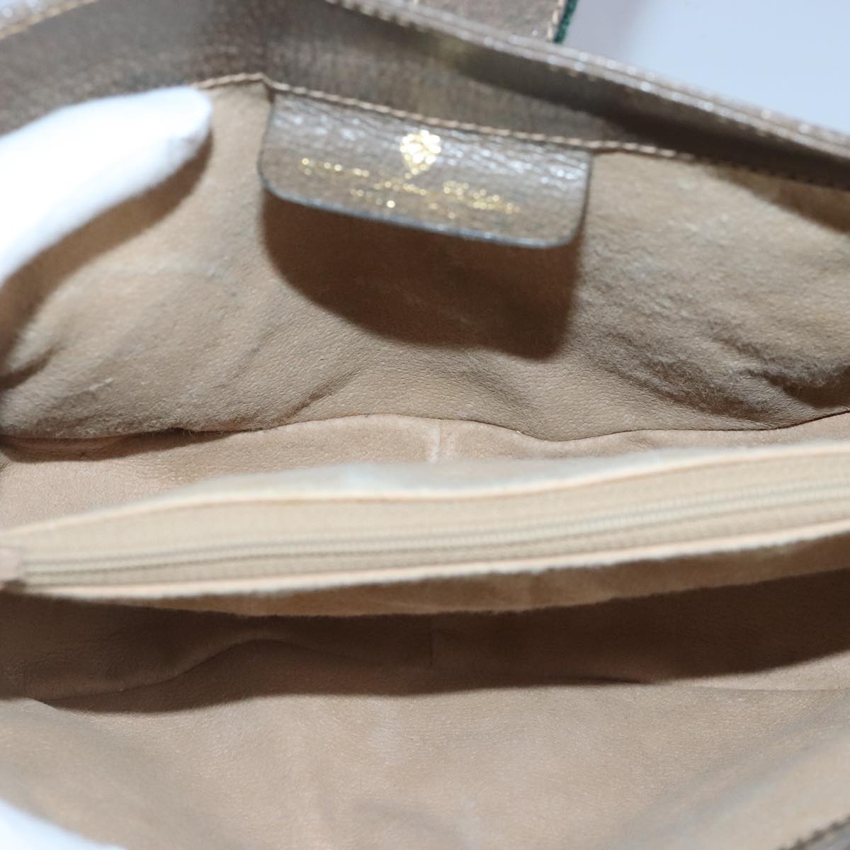 GUCCI GG Supreme Web Sherry Line Shoulder Bag PVC Beige Red 99030