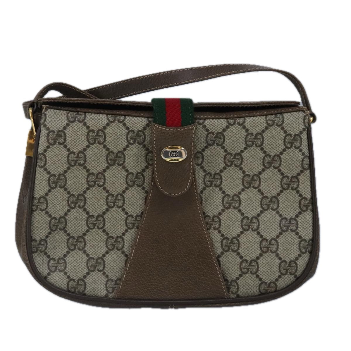 GUCCI GG Supreme Web Sherry Line Shoulder Bag PVC Beige Red 99030