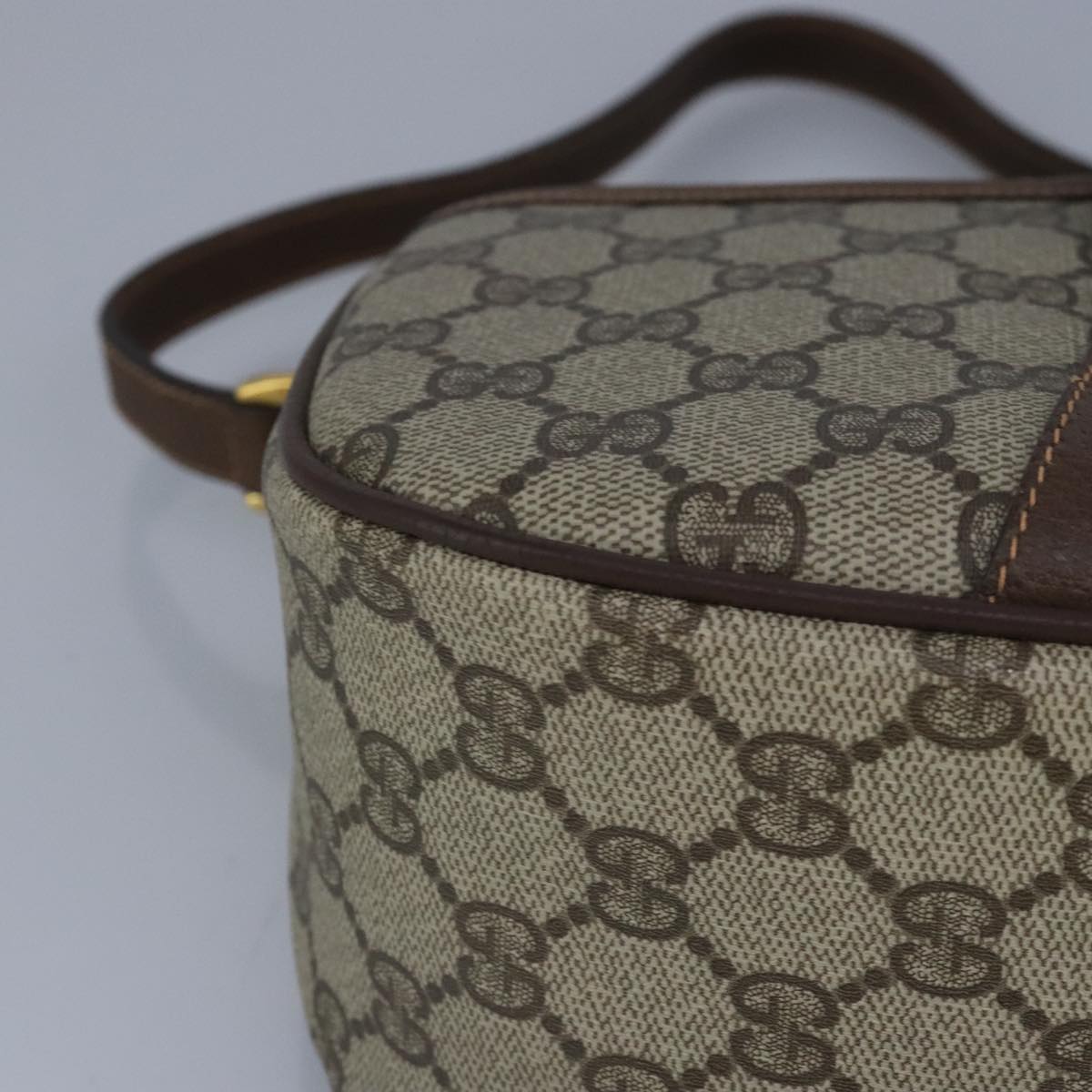 GUCCI GG Supreme Web Sherry Line Shoulder Bag PVC Beige Red 99031