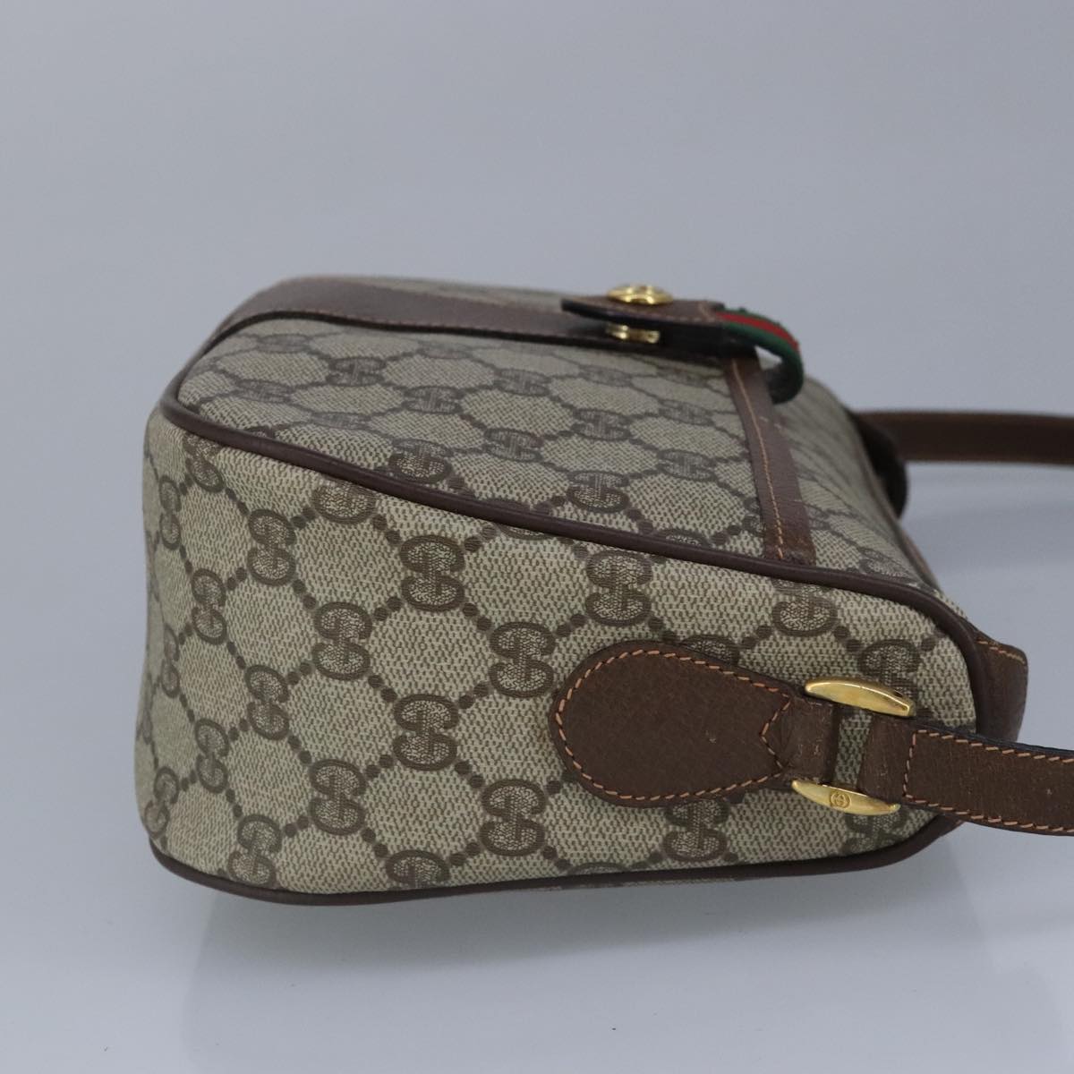 GUCCI GG Supreme Web Sherry Line Shoulder Bag PVC Beige Red 99031