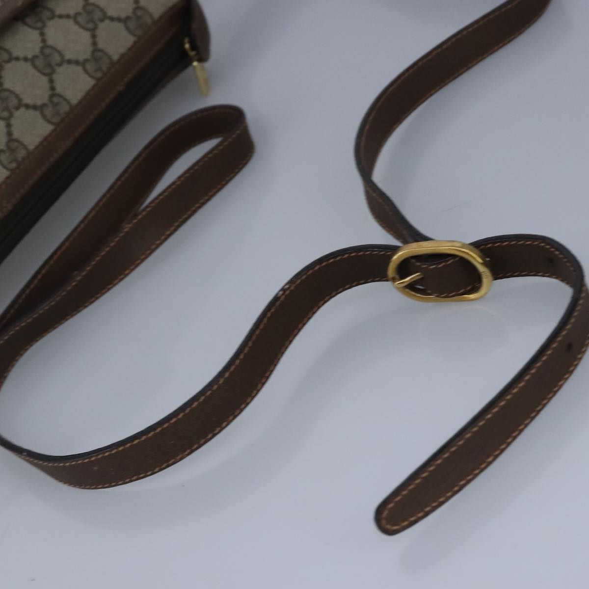 GUCCI GG Supreme Web Sherry Line Shoulder Bag PVC Beige Red 99031