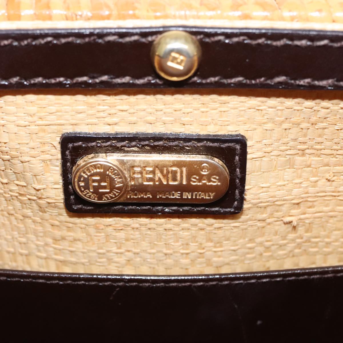 FENDI Basket bag Hand Bag Beige Black 99041