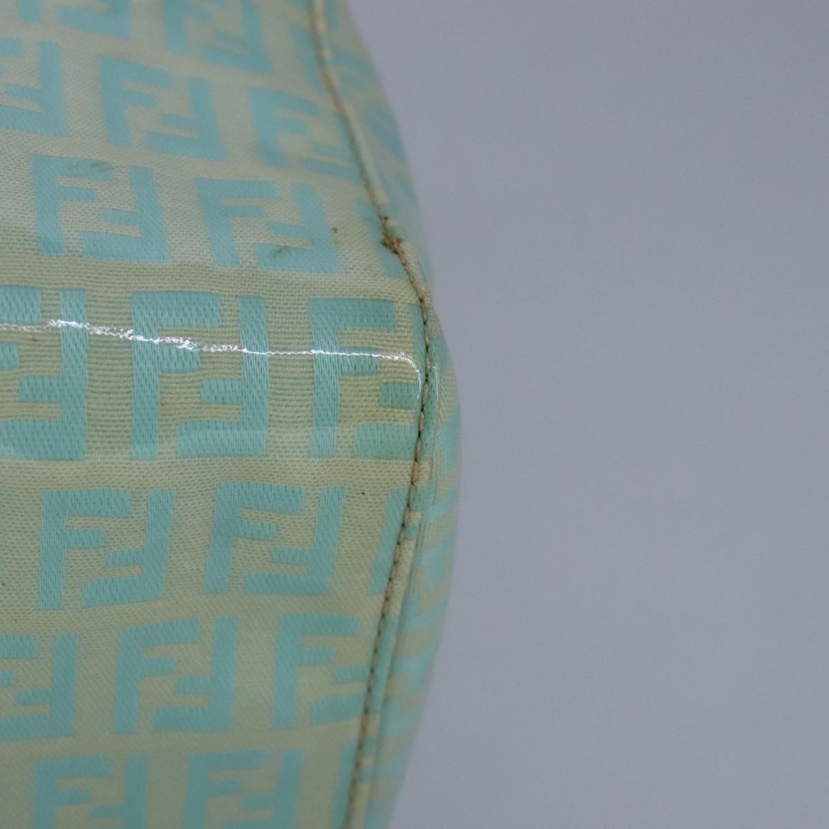 FENDI Zucchino Canvas Hand Bag Patent leather Green 99134