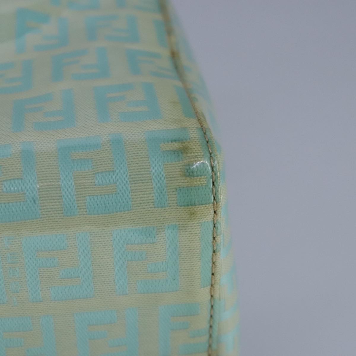 FENDI Zucchino Canvas Hand Bag Patent leather Green 99134