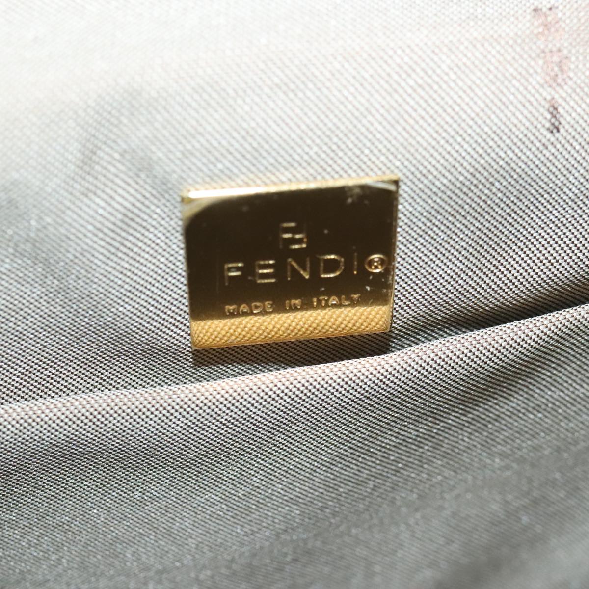 FENDI Zucchino Canvas Hand Bag Patent leather Green 99134
