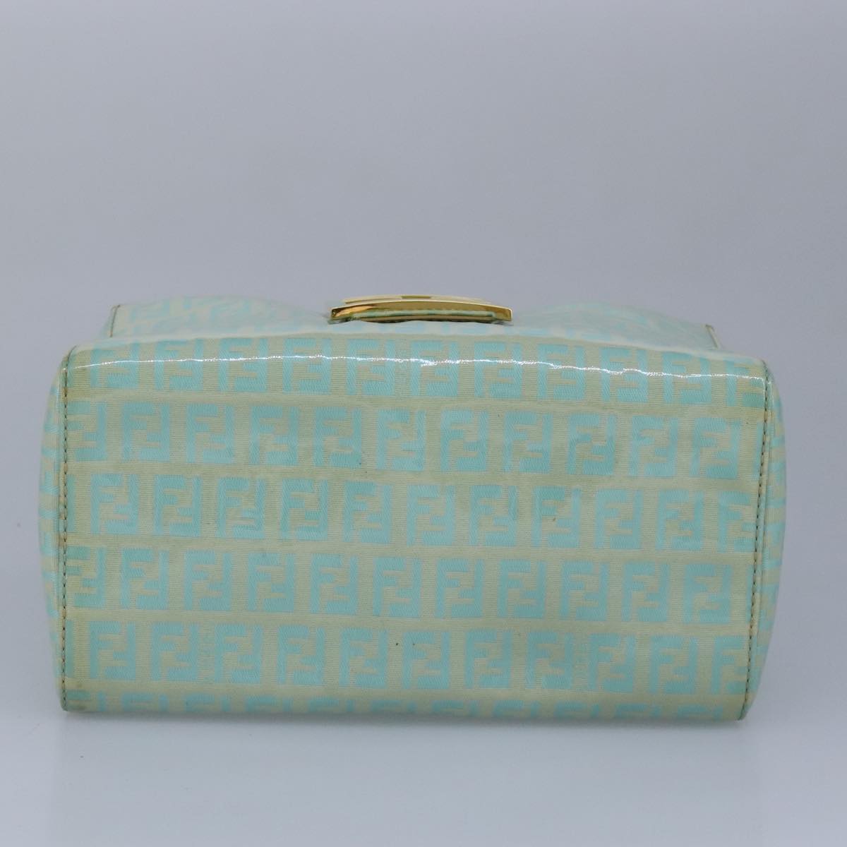 FENDI Zucchino Canvas Hand Bag Patent leather Green 99134