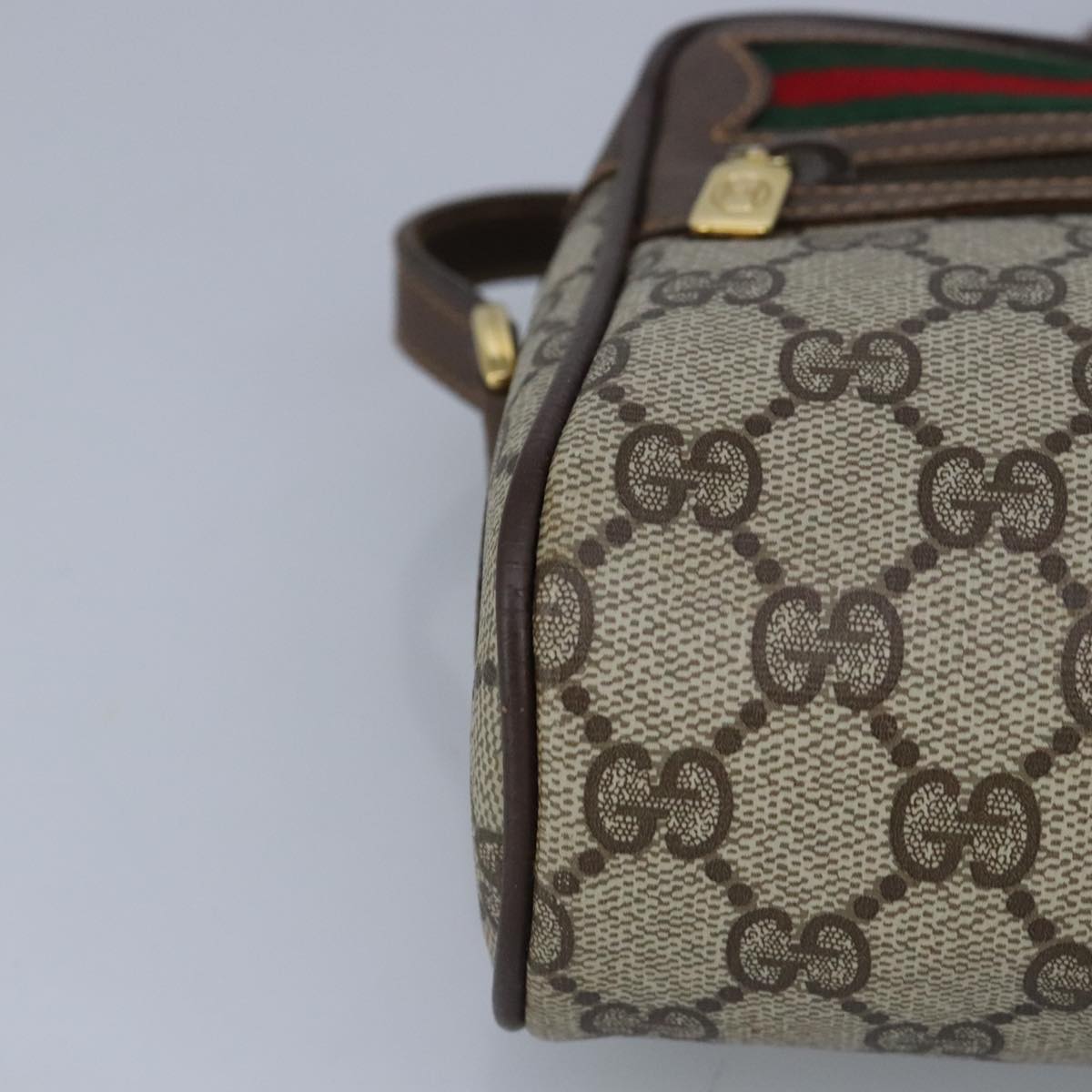 GUCCI GG Supreme Web Sherry Line Shoulder Bag PVC Beige Red 99136