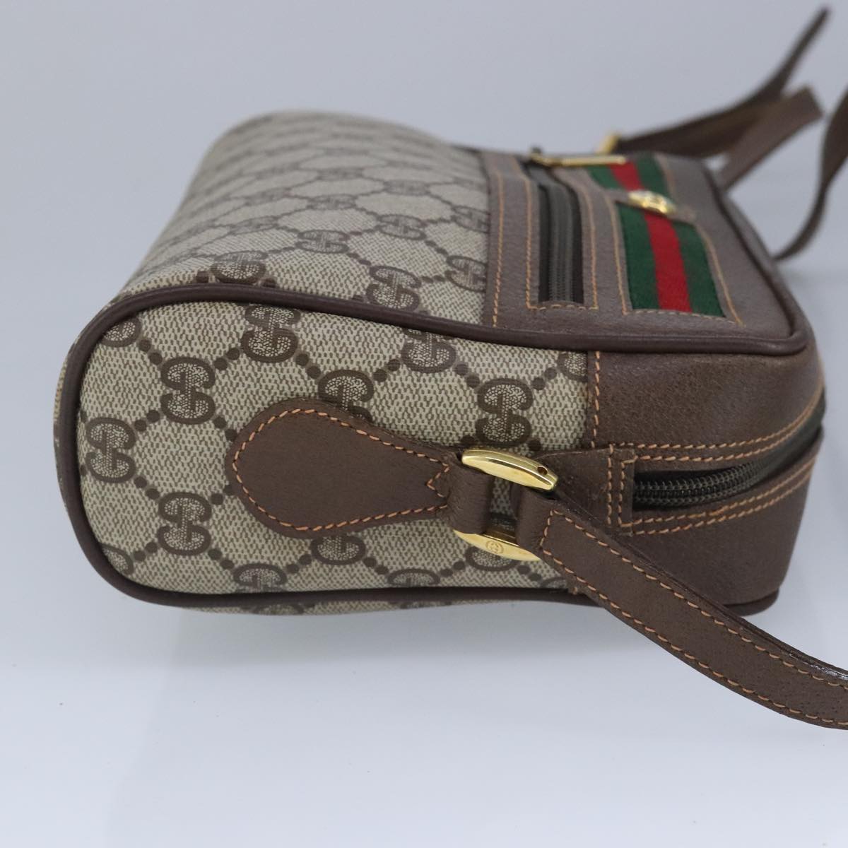 GUCCI GG Supreme Web Sherry Line Shoulder Bag PVC Beige Red 99136
