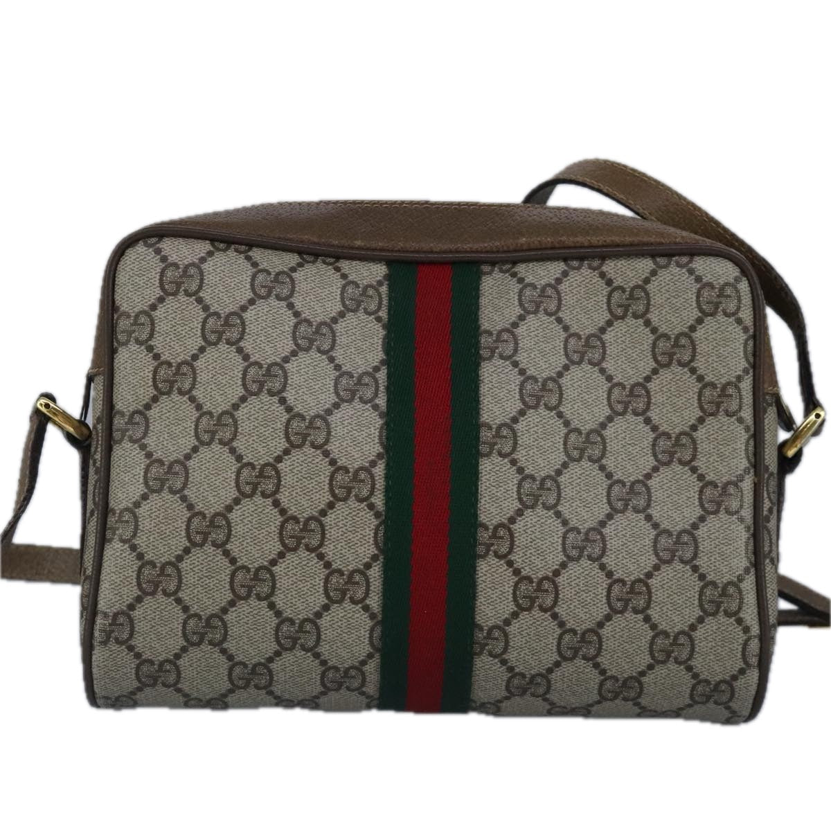 GUCCI GG Supreme Web Sherry Line Shoulder Bag PVC Beige Red 99137
