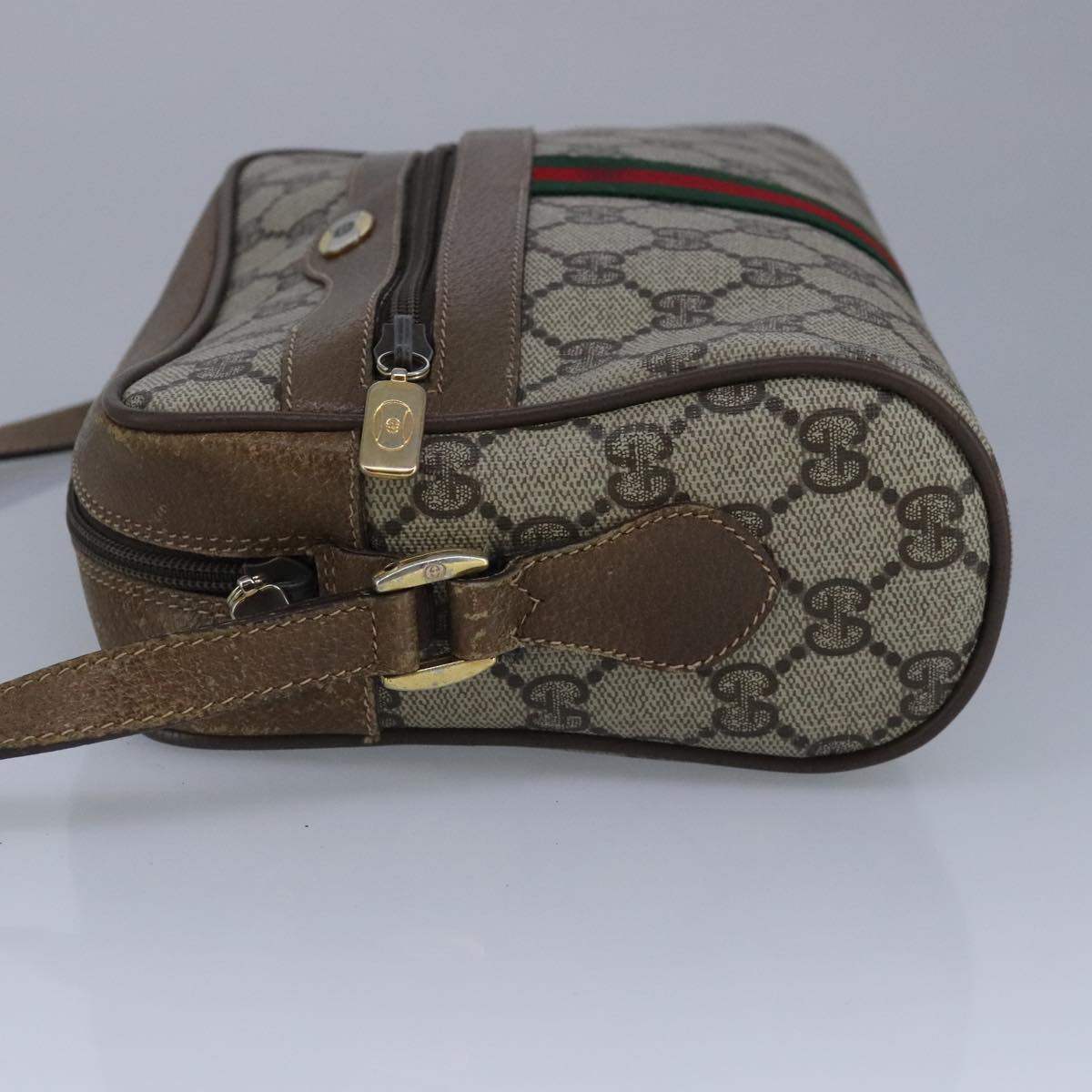 GUCCI GG Supreme Web Sherry Line Shoulder Bag PVC Beige Red 99137