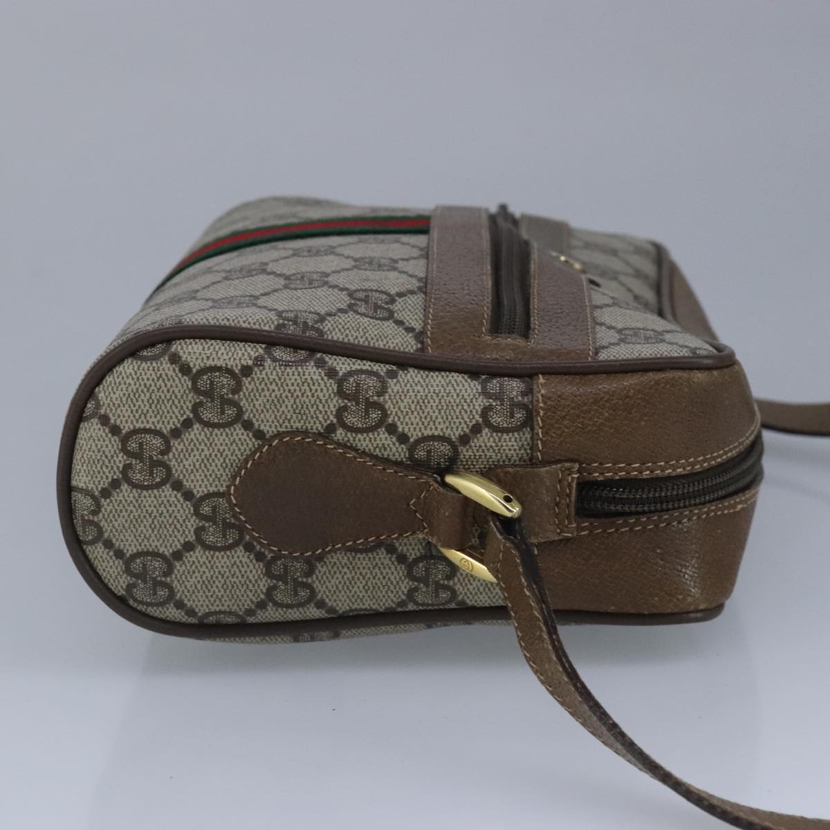 GUCCI GG Supreme Web Sherry Line Shoulder Bag PVC Beige Red 99137