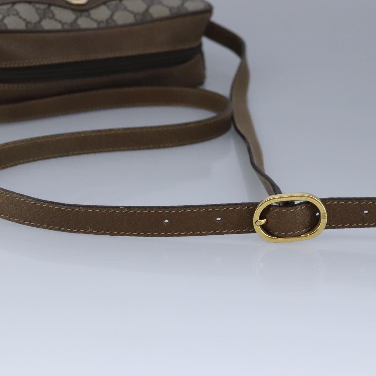 GUCCI GG Supreme Web Sherry Line Shoulder Bag PVC Beige Red 99137