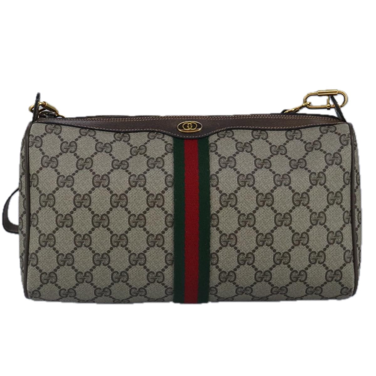 GUCCI GG Supreme Web Sherry Line Shoulder Bag PVC Beige Red 99138