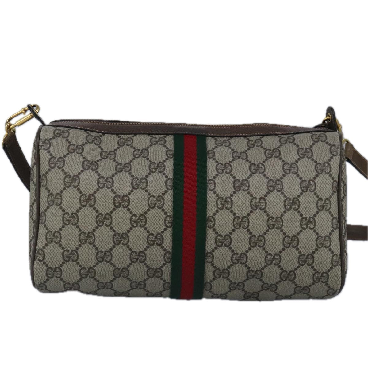 GUCCI GG Supreme Web Sherry Line Shoulder Bag PVC Beige Red 99138