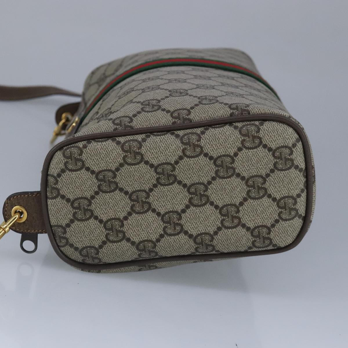 GUCCI GG Supreme Web Sherry Line Shoulder Bag PVC Beige Red 99138