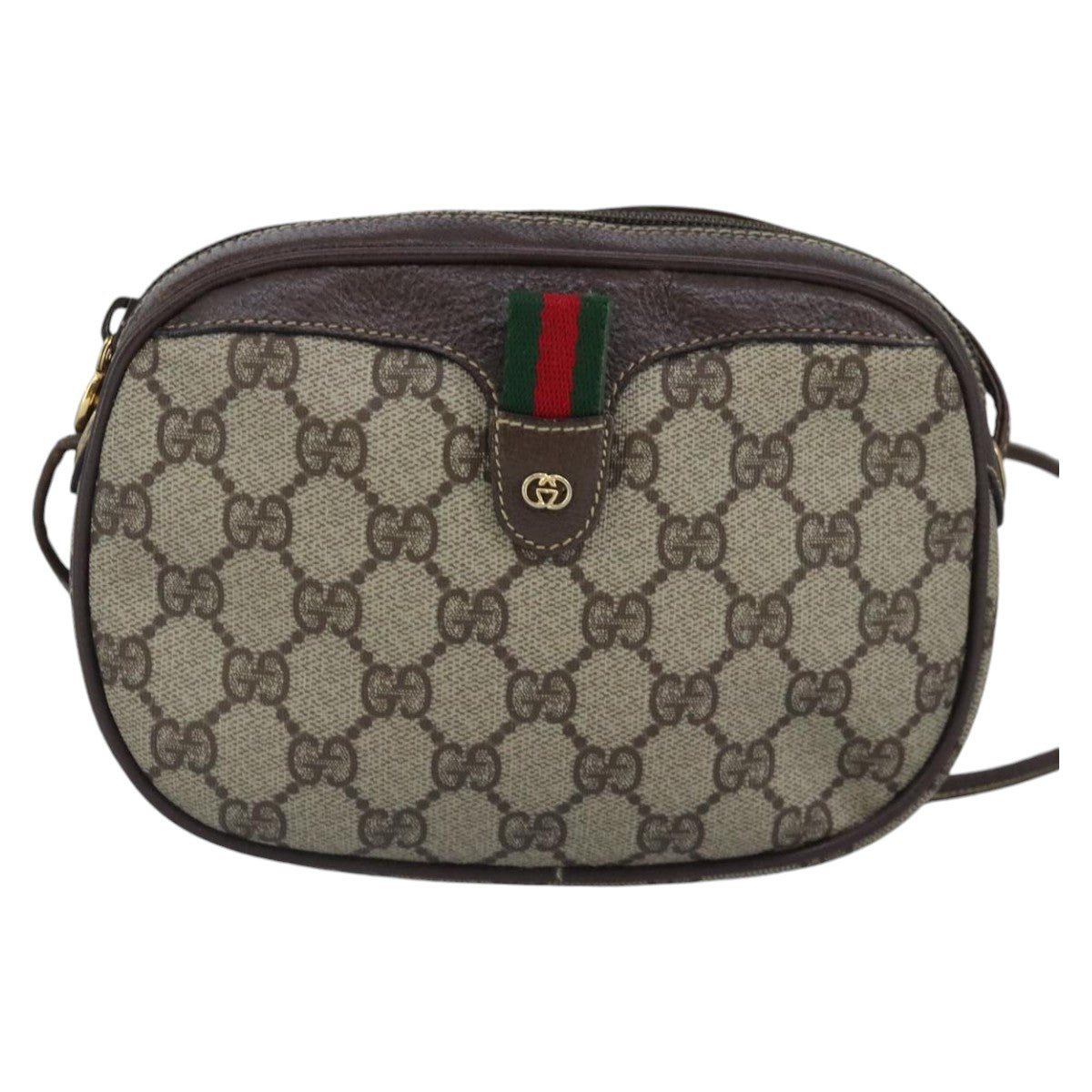 GUCCI GG Supreme Web Sherry Line Shoulder Bag PVC Beige Red 99139