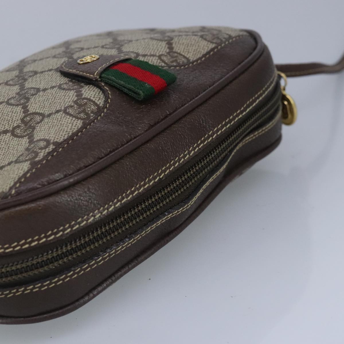 GUCCI GG Supreme Web Sherry Line Shoulder Bag PVC Beige Red 99139