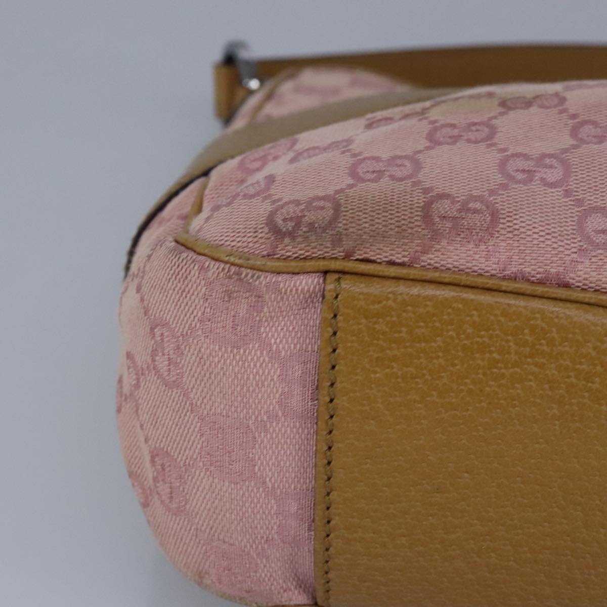 GUCCI GG Canvas Shoulder Bag Pink Beige 113012 99144