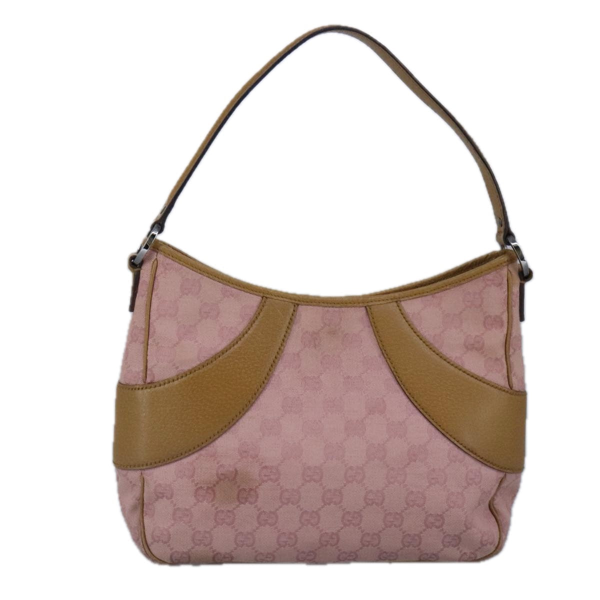 GUCCI GG Canvas Shoulder Bag Pink Beige 113012 99144