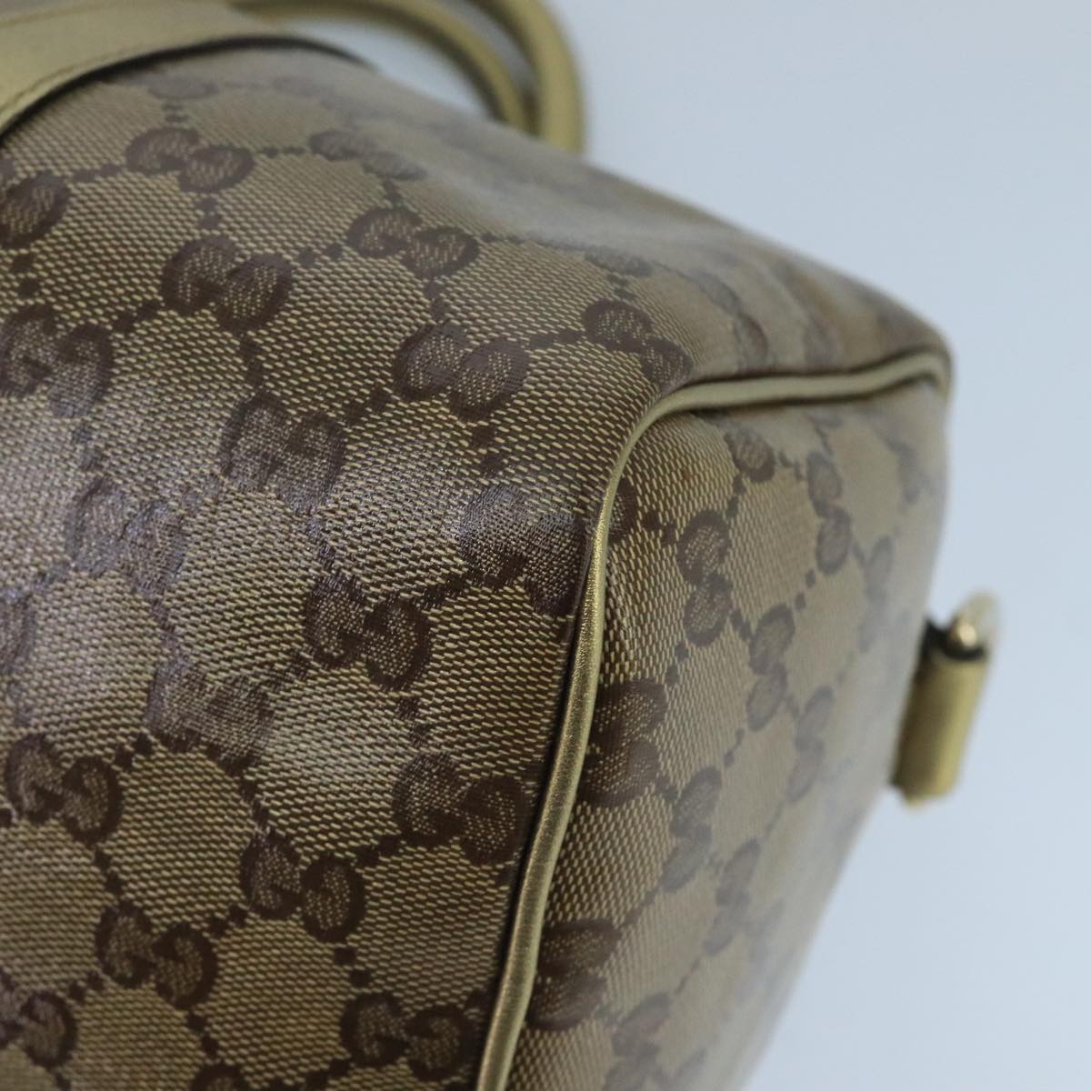 GUCCI GG Crystal Hand Bag 2way Beige Gold 203696 99145