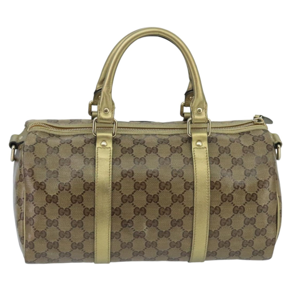 GUCCI GG Crystal Hand Bag 2way Beige Gold 203696 99145