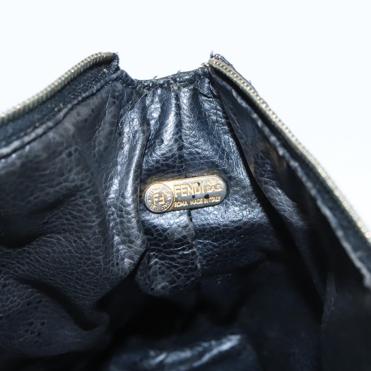 FENDI Zucca Canvas Vanity Pouch Brown Black gold 99147