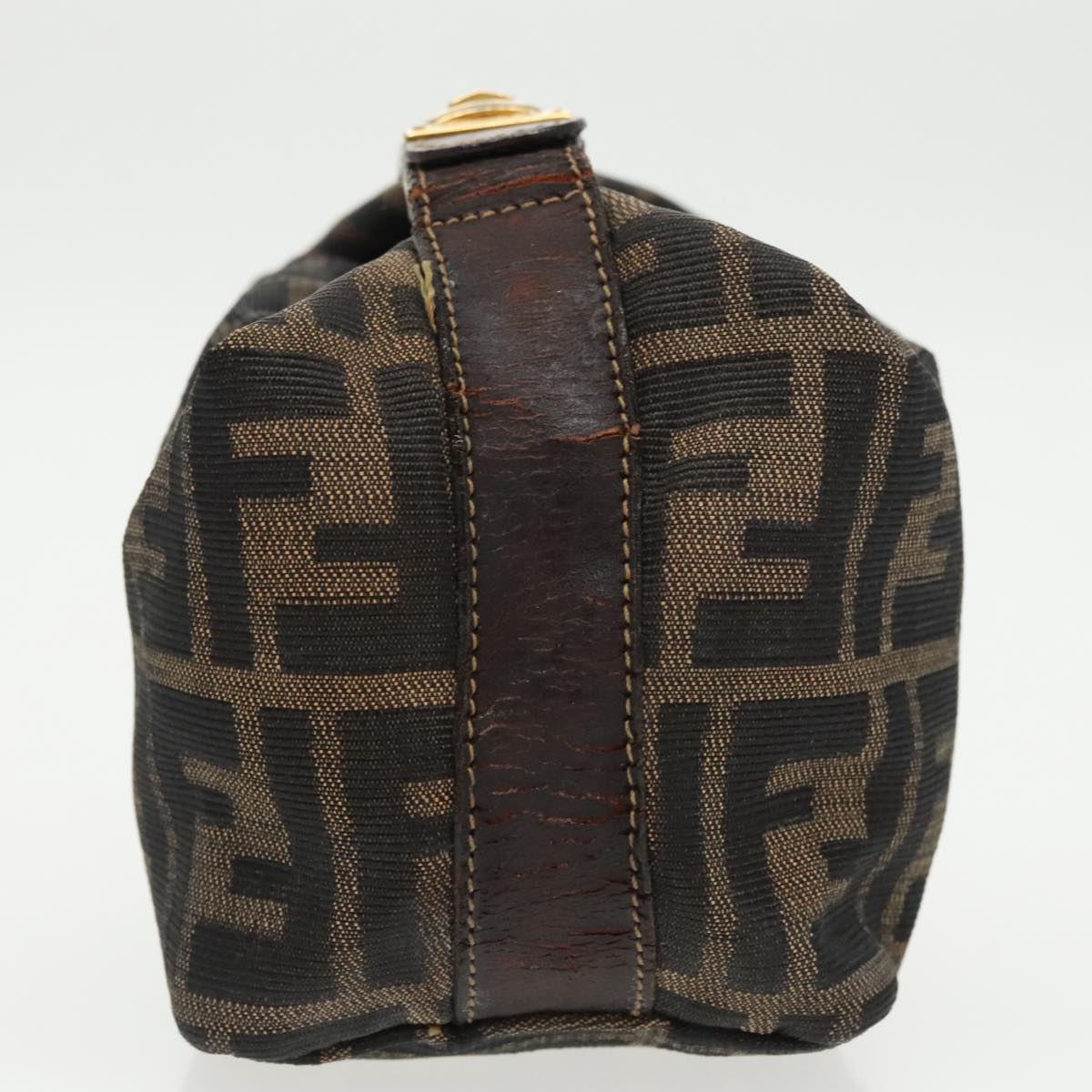 FENDI Zucca Canvas Vanity Pouch Brown Black gold 99147