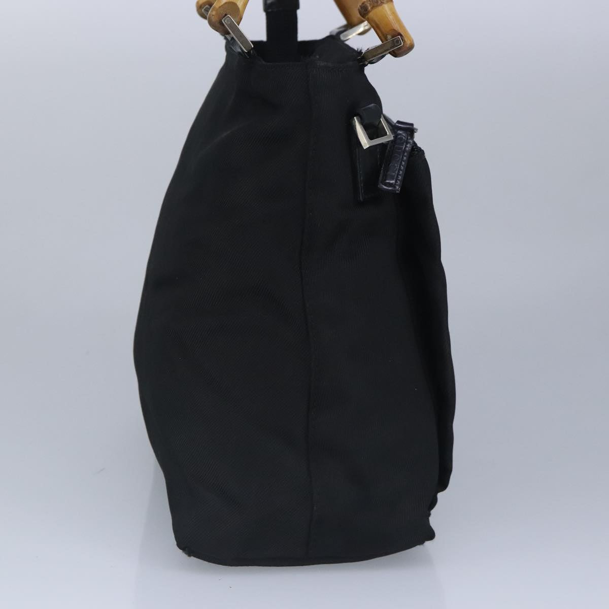 GUCCI Bamboo Hand Bag Nylon 2way Black Silver 99165