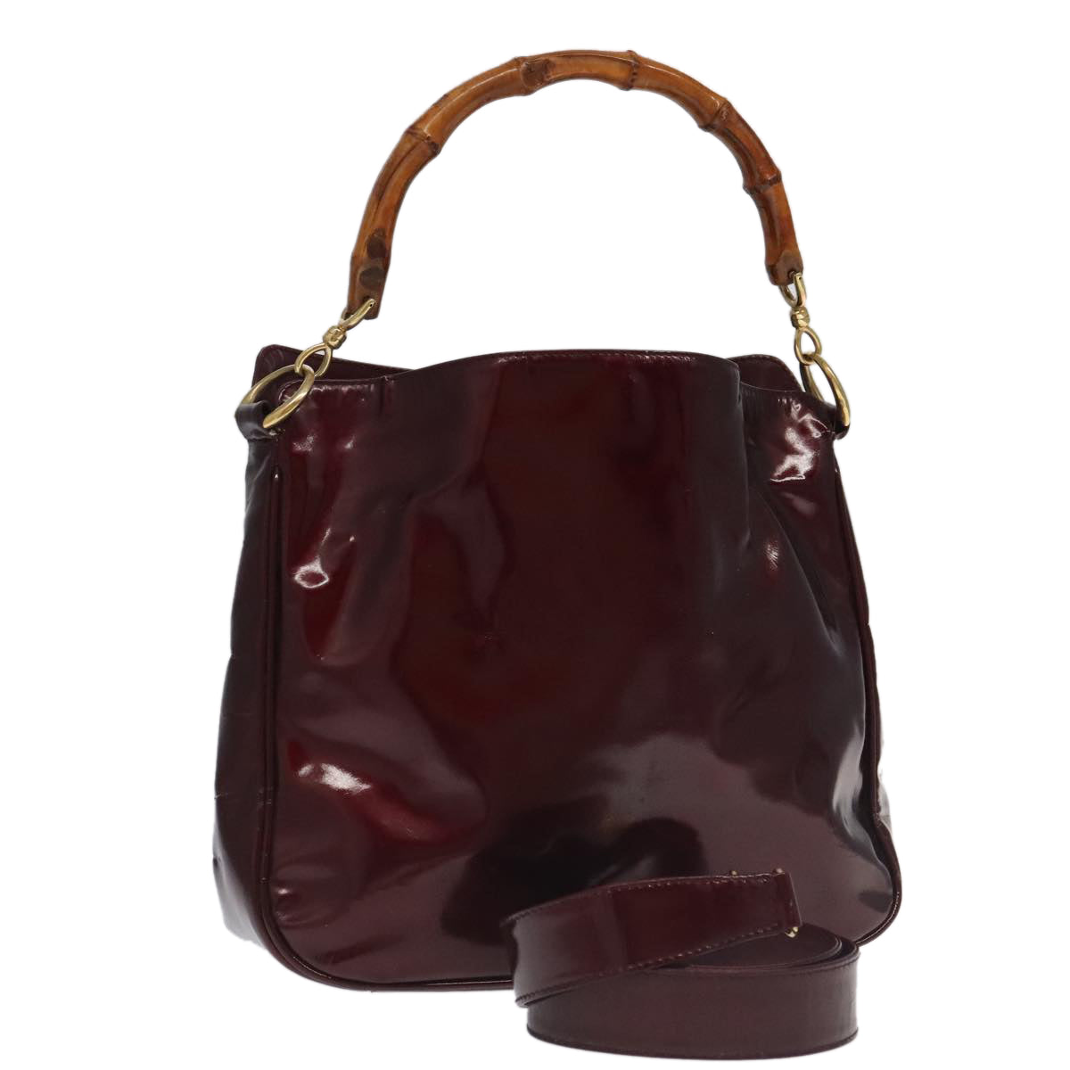 GUCCI Bamboo Hand Bag Patent leather 2way Red 99166