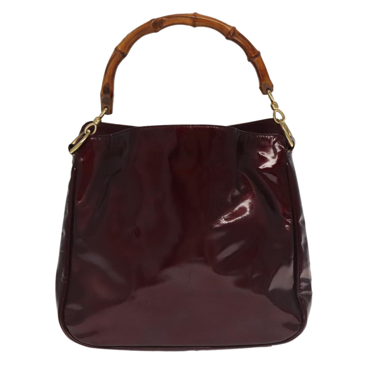 GUCCI Bamboo Hand Bag Patent leather 2way Red 99166