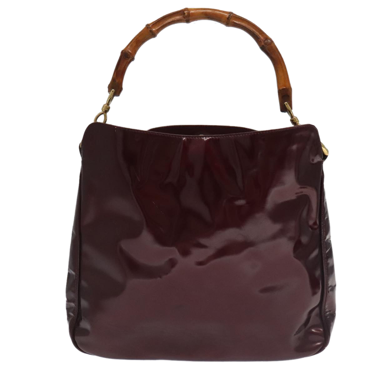 GUCCI Bamboo Hand Bag Patent leather 2way Red 99166