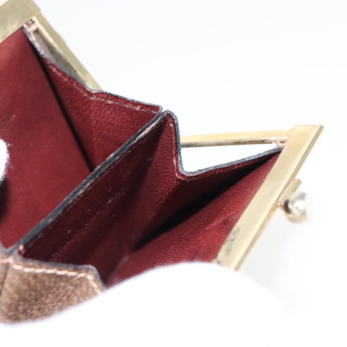 GUCCI GG Supreme Web Sherry Line Coin Purse PVC Beige Gold Red 99225