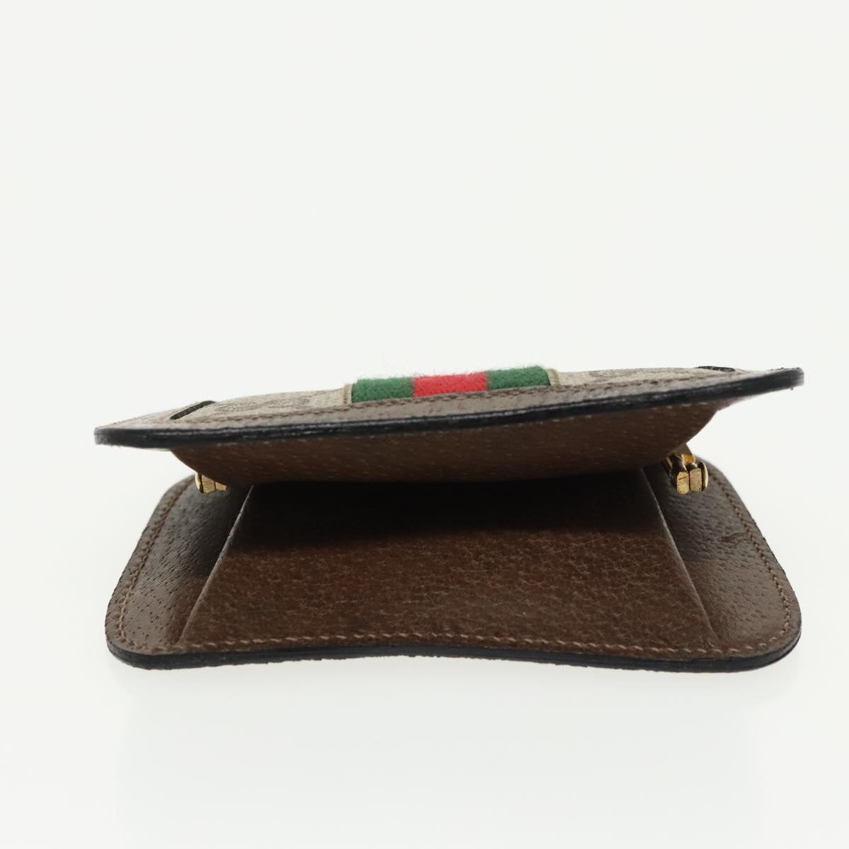 GUCCI GG Supreme Web Sherry Line Coin Purse PVC Beige Gold Red 99225
