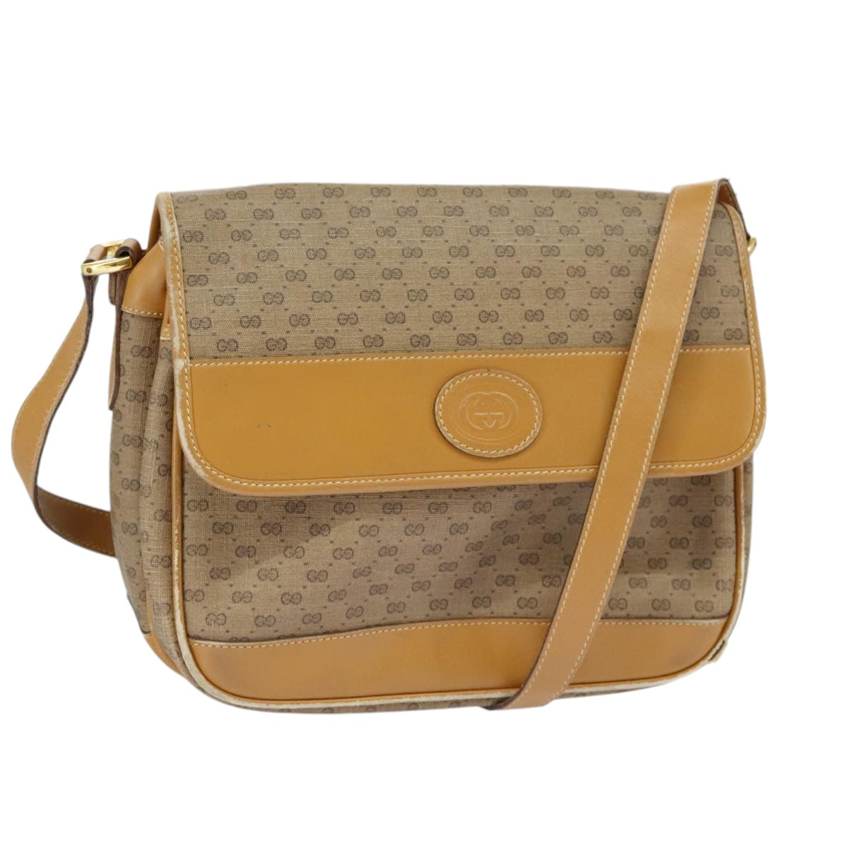 GUCCI Micro GG Supreme Shoulder Bag PVC Beige Gold 99301
