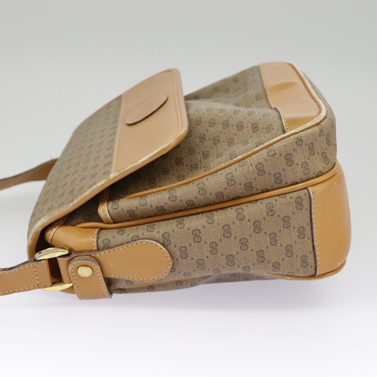 GUCCI Micro GG Supreme Shoulder Bag PVC Beige Gold 99301