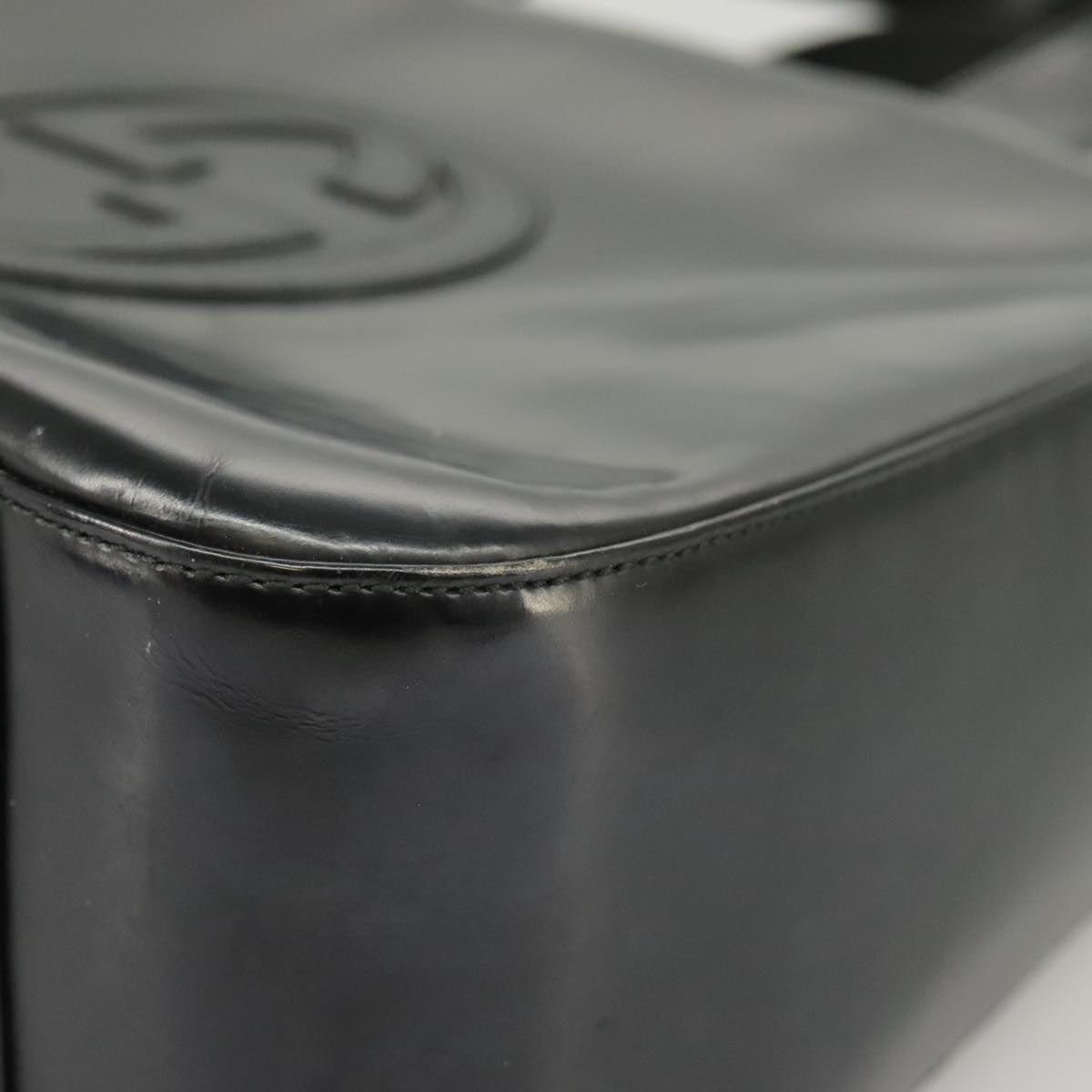 GUCCI Hand Bag Enamel 2way Black Silver 000 2058 0504 5 99303