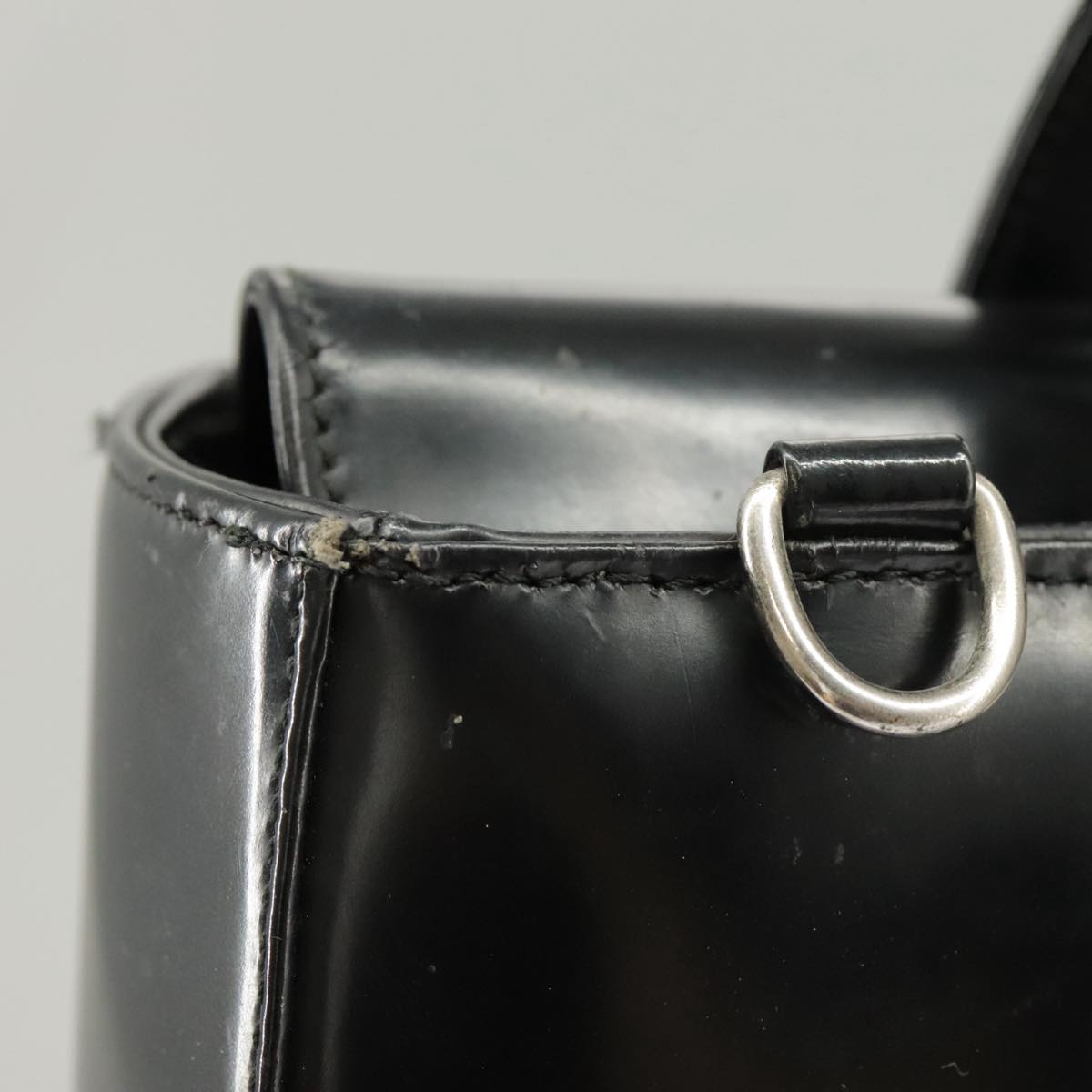 GUCCI Hand Bag Enamel 2way Black Silver 000 2058 0504 5 99303