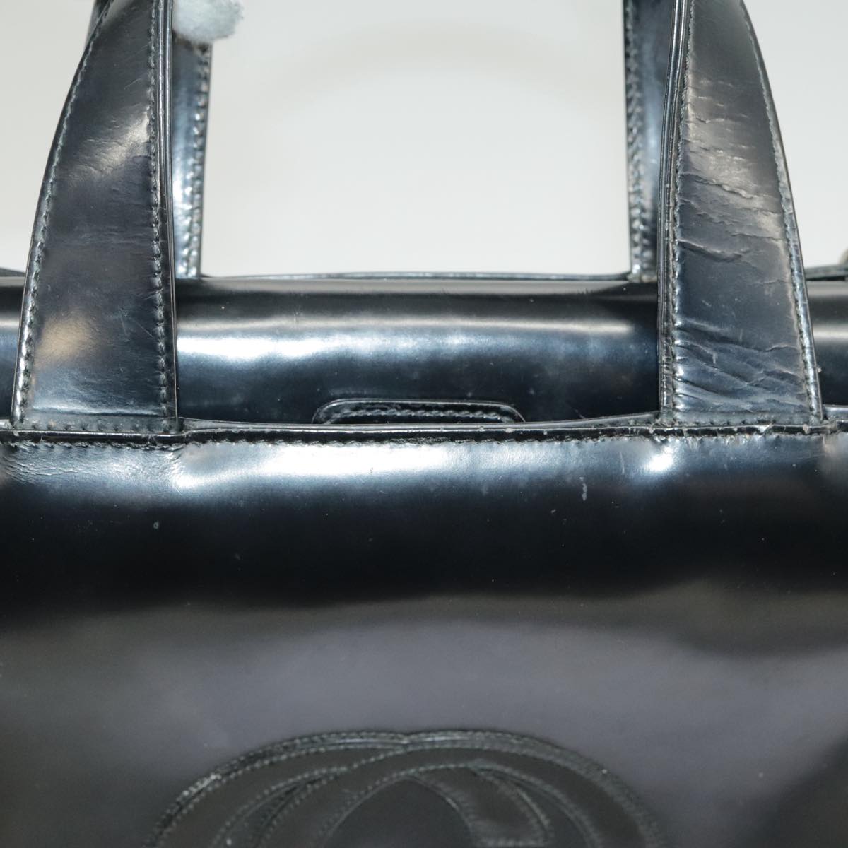 GUCCI Hand Bag Enamel 2way Black Silver 000 2058 0504 5 99303