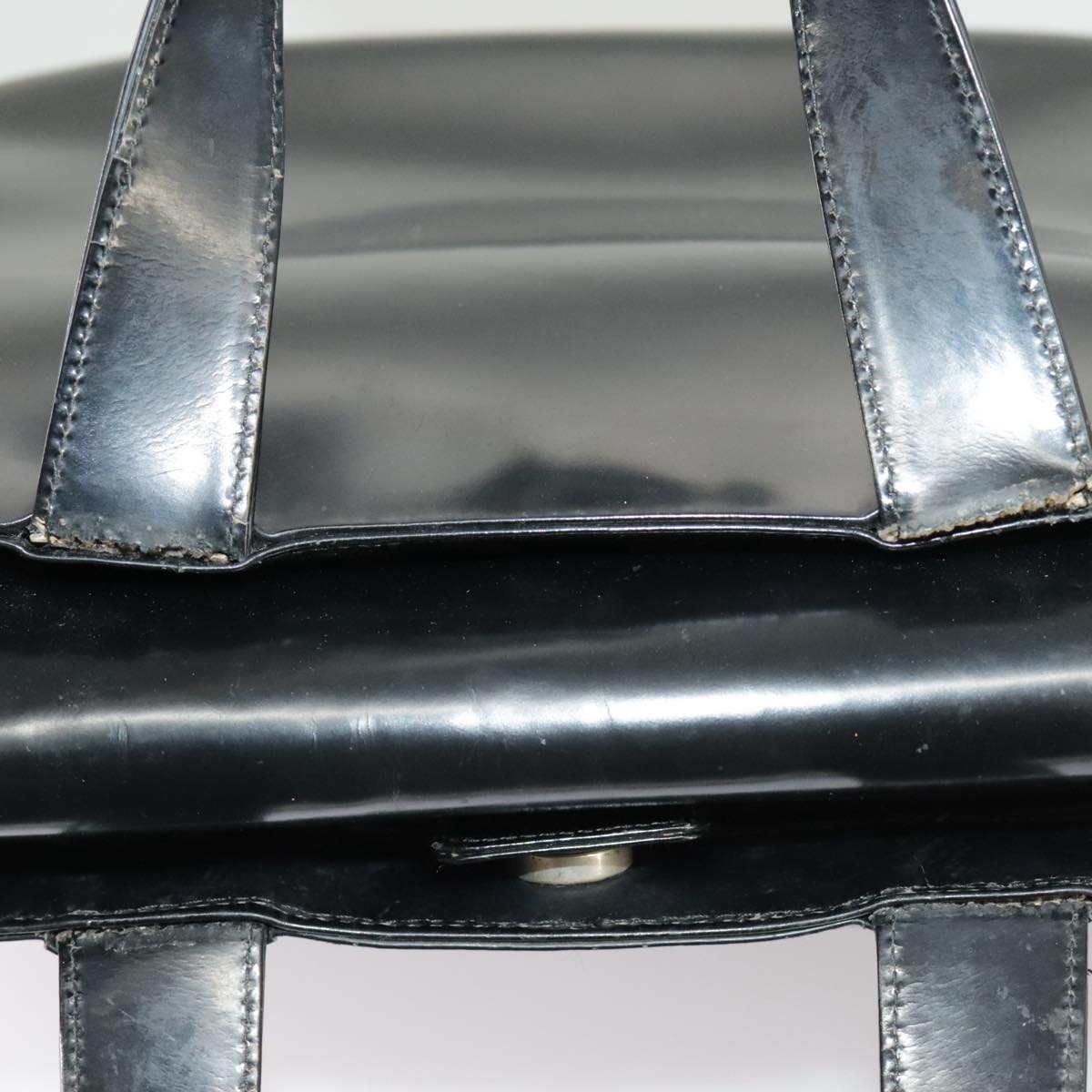 GUCCI Hand Bag Enamel 2way Black Silver 000 2058 0504 5 99303